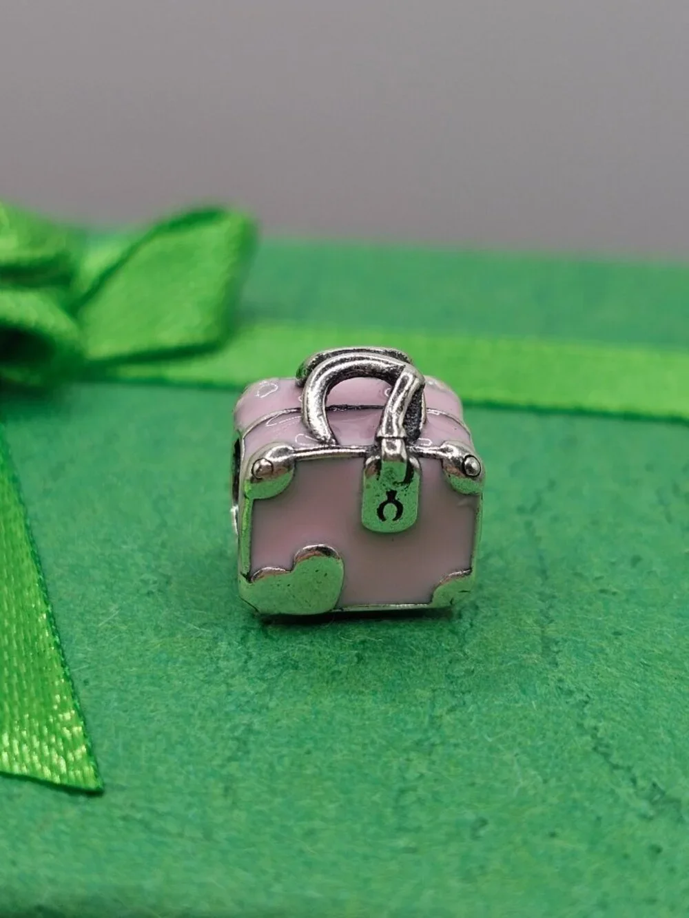 Sterling Silver 925 Rhodium Plated Pink Travel Bag 